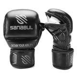 Sanabul Essential 7 oz MMA Hybrid Sparringhandschuhe - Schwarz, Silber