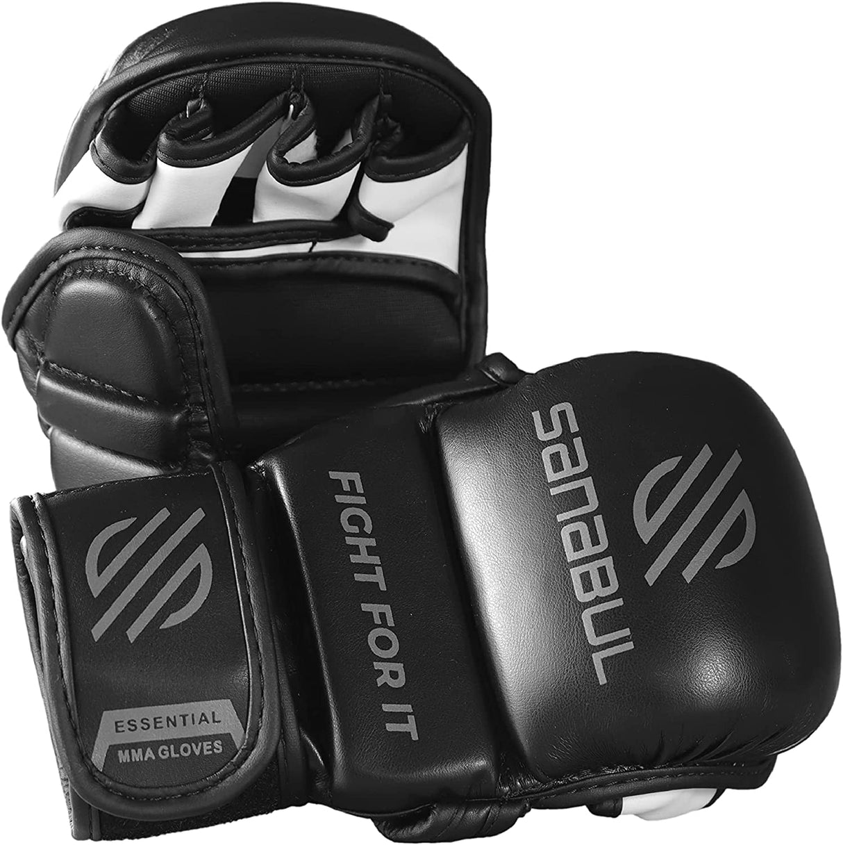 Sanabul Essential 7 oz MMA Hybrid Sparringhandschuhe - Schwarz, Silber