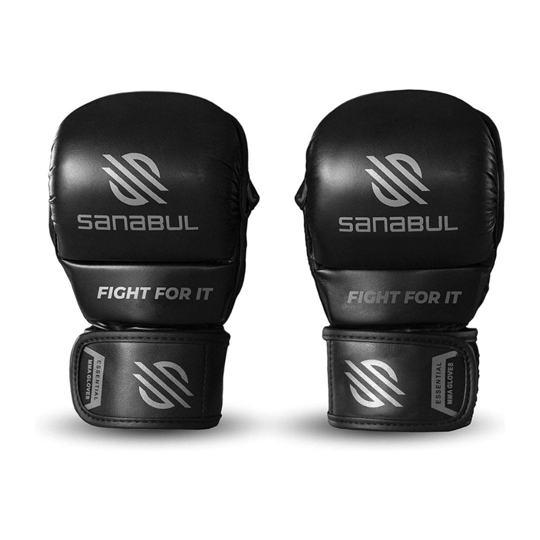 Sanabul Essential 7 oz MMA Hybrid Sparringhandschuhe - Schwarz, Silber
