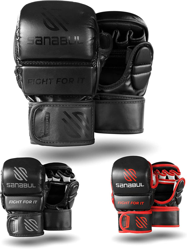 Sanabul Essential 7 oz MMA Hybrid Sparringhandschuhe - Schwarz
