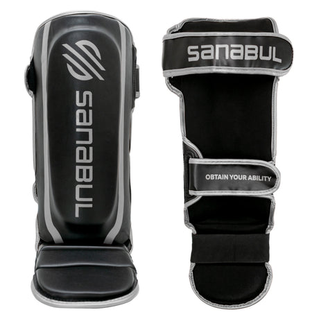 Sanabul Essential Hook and Loop Schienbeinschoner - Schwarz, Silber