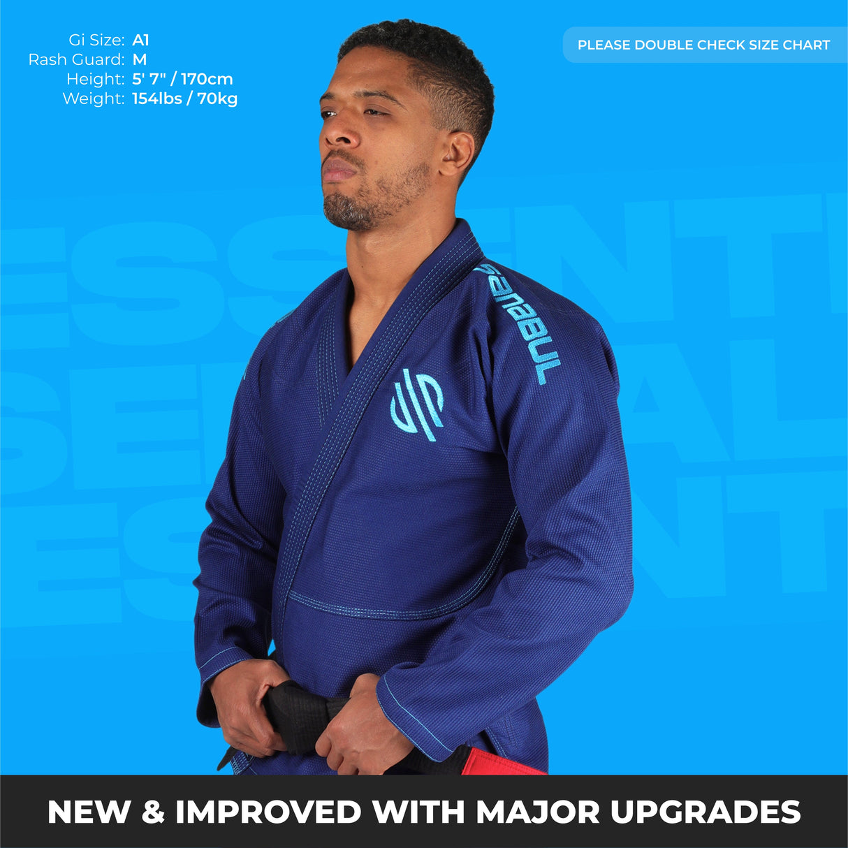 Sanabul Essential Leichtgewicht Brasilianisches Jiu Jitsu Gi - Vorverkleinert Baumwolle - IBJJF genehmigt - Blau