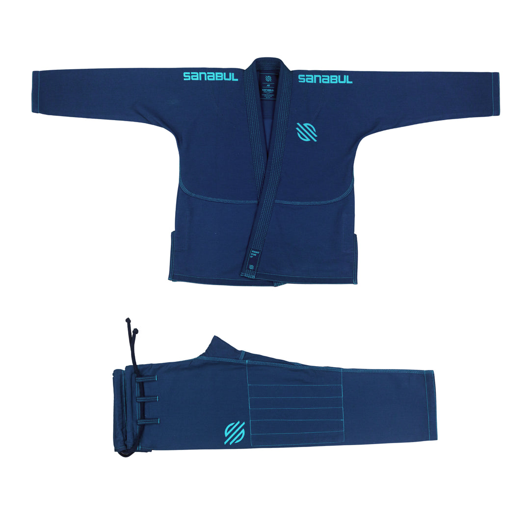 Sanabul Essential Leichtgewicht Brasilianisches Jiu Jitsu Gi - Vorverkleinert Baumwolle - IBJJF genehmigt - Blau