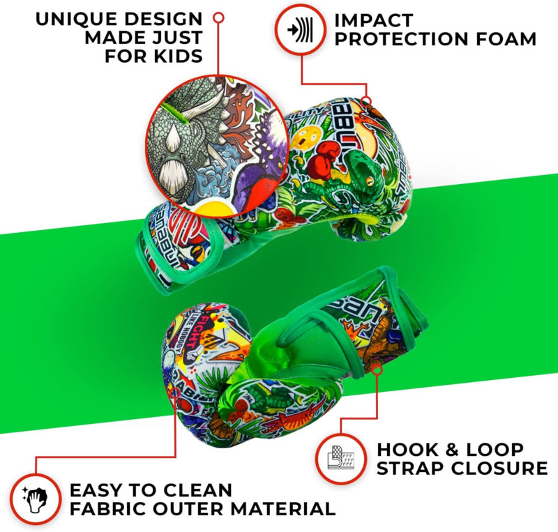Sanabul Sticker Bomb Boxhandschuhe für Kinder - Dino Jungle