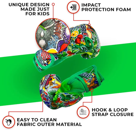 Sanabul Sticker Bomb Boxhandschuhe für Kinder - Dino Jungle