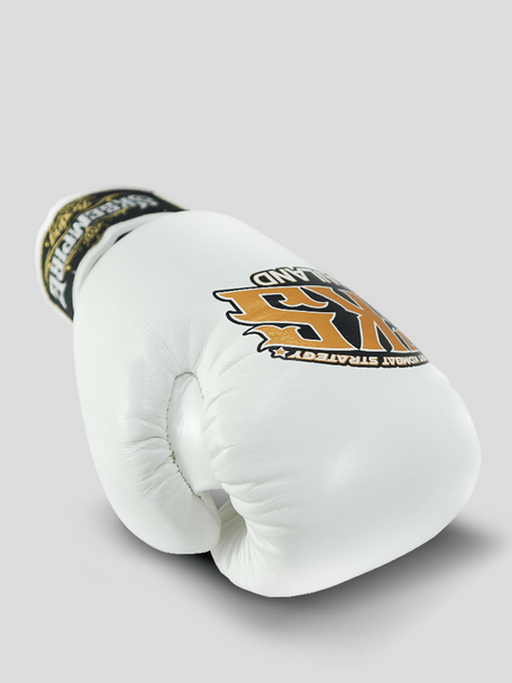 SKS Empire Muay Thai Boxhandschuhe - Echt Leder - Weiß / Gold