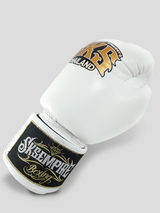 SKS Empire Muay Thai Boxhandschuhe - Echt Leder - Weiß / Gold