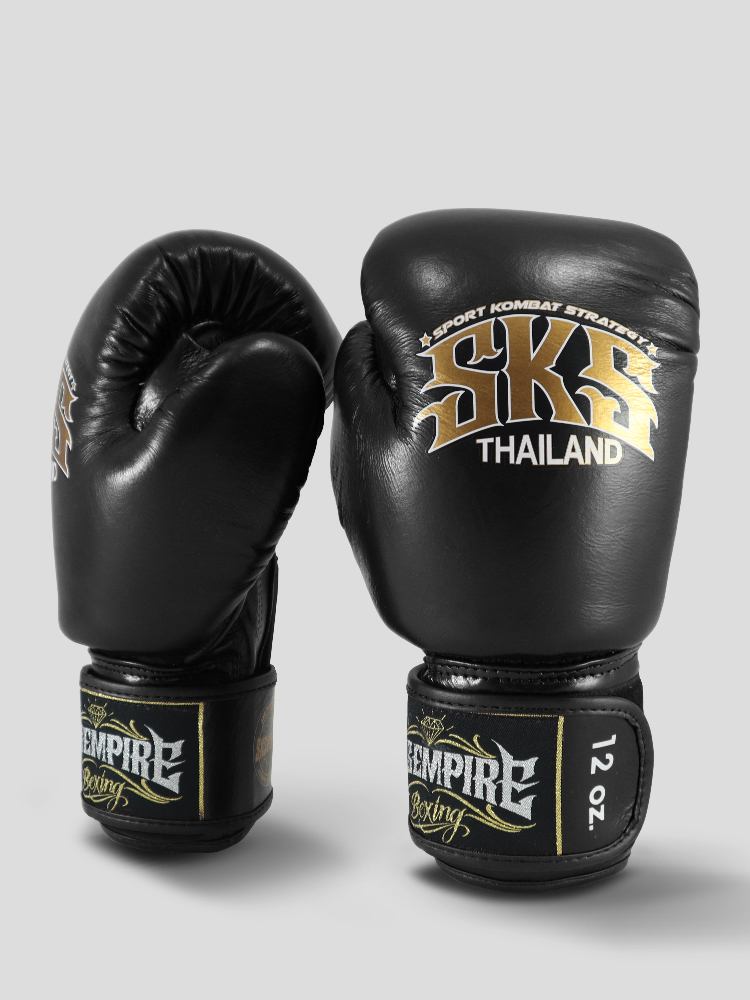 SKS Empire Muay Thai Boxhandschuhe - Echt Leder - Schwarz / Gold