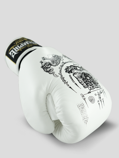 SKS Empire Boxhandschuhe - Sak Yant - Echt Leder - Weiß / Schwarz