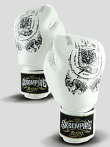 SKS Empire Boxhandschuhe - Sak Yant - Echt Leder - Weiß / Schwarz