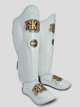 SKS Empire Schienbeinschoner - Echtes Leder - Weiß / Gold