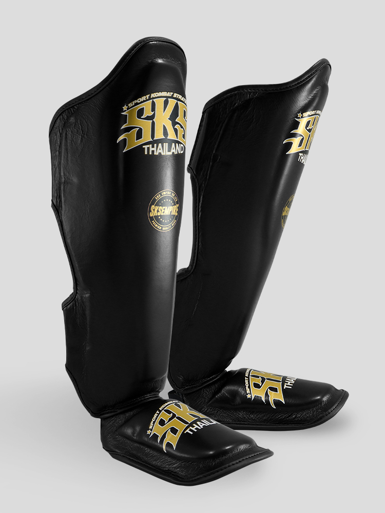 SKS Empire Schienbeinschoner - Echtes Leder - Schwarz / Gold