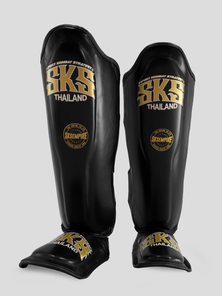 SKS Empire Schienbeinschoner - Echtes Leder - Schwarz / Gold