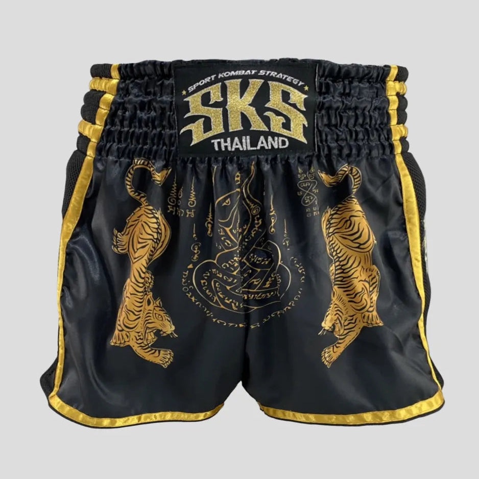 SKS Muay Thai Shorts Sakyant “Tiger” - Schwarz / Gold