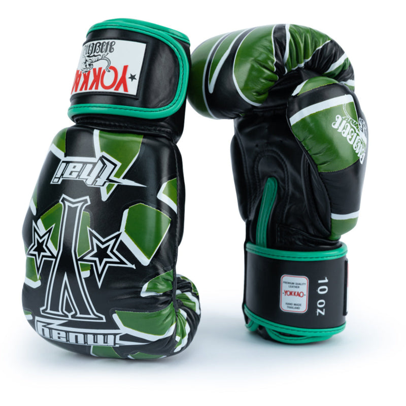 Yokkao - Limited Edition - Broken Boxhandschuhe - Echt Leder - Schwarz / Grün